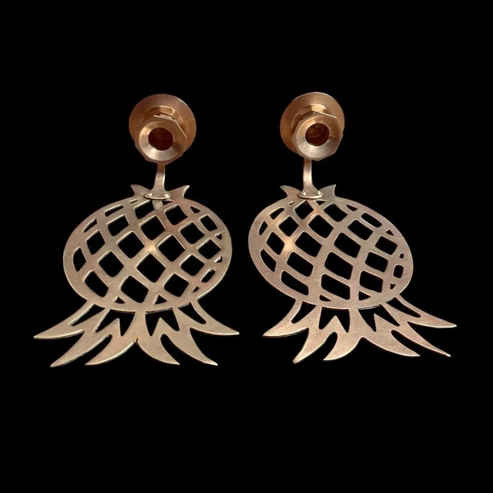Vintage Brass Pineapple Wall Sconces Pair Taper Candlestick Holders 11.5” Decor